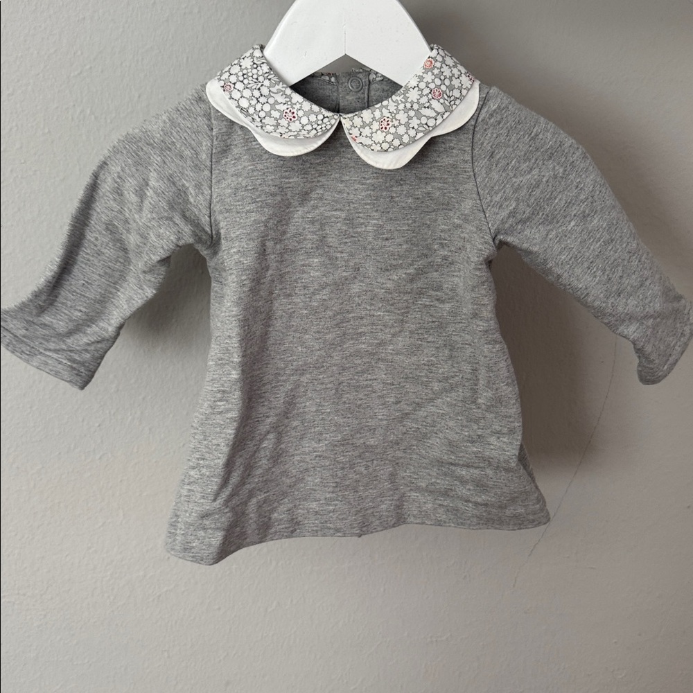 Jacadi Gray Baby Dress with Floral Color size 6M